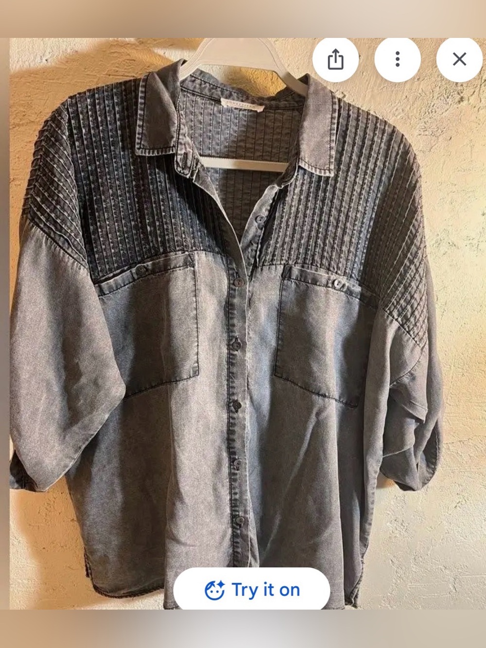 NWT LoveStitch Women’s  Be A Rockstar Tencel Button Down Top Size Medium